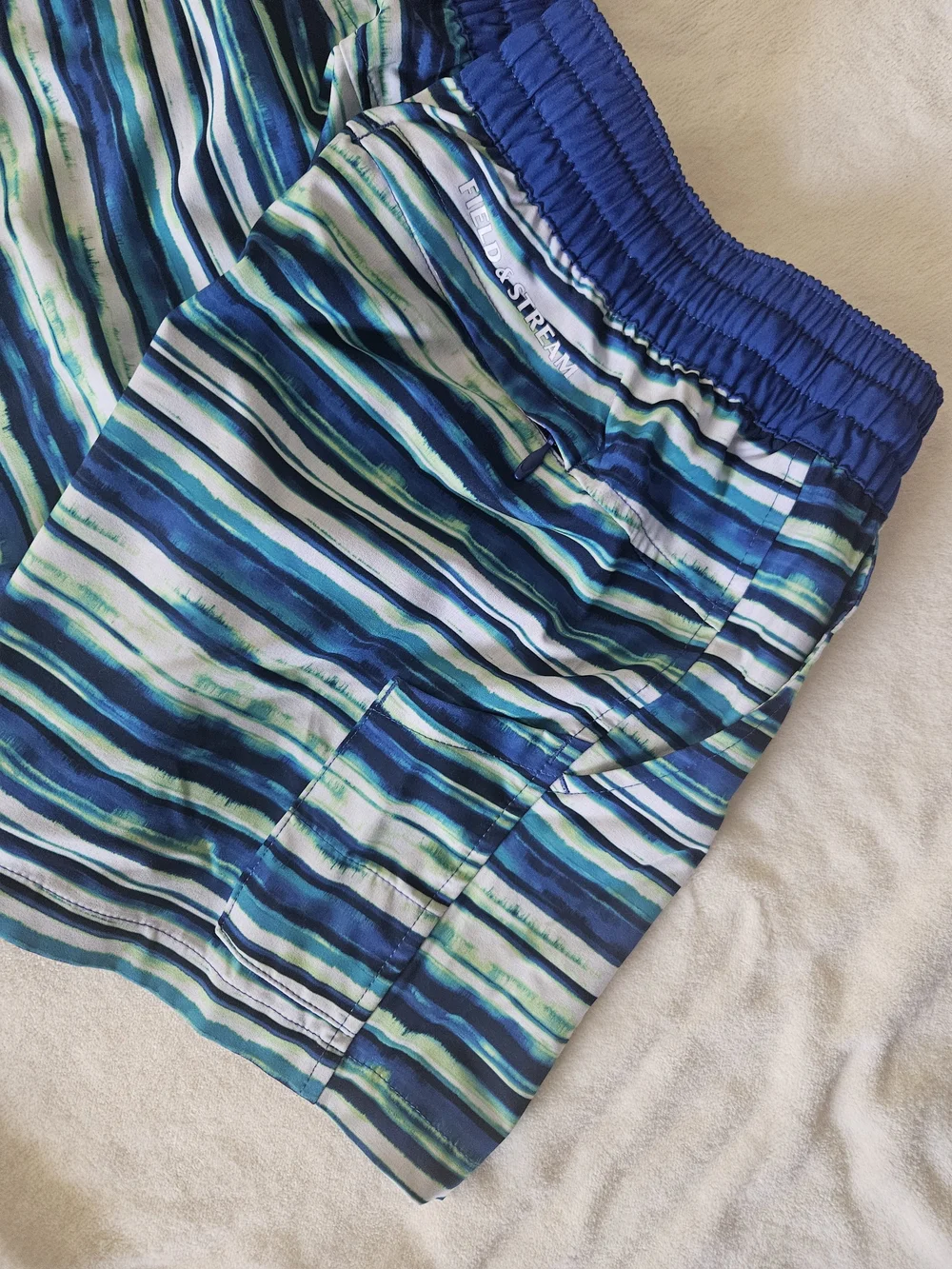 Field & Stream Women's Water Shorts Blue Teal Striped Size MD